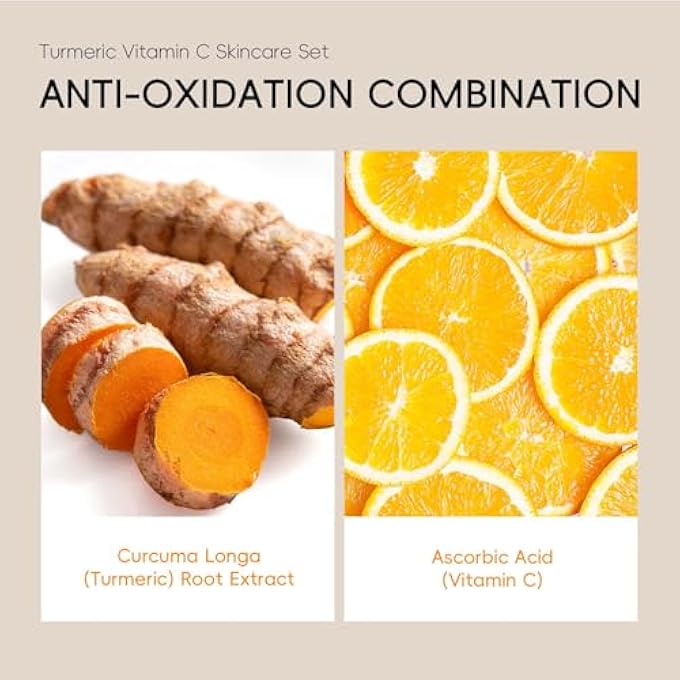 QUIYUM TURMERIC VITAMIN C SKIN CARE SET,5 PIECE GENTLE SKIN - TURMERIC CLEANSER,TONER,SERUM,EYE CREAM,MOISTURIZER,TO CLEANSES, SOOTHING, HYDRATING SKIN, SKIN CARE SET FOR ALL SKIN TYPE - Image 2